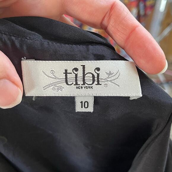 Tibi Black & Colorful Abstract Mini Shift Dress 100% Silk Size 10 - Picture 7 of 9